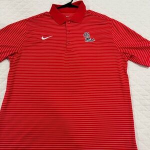 Nike Red Striped Men's Shirt with Ole Miss logo
